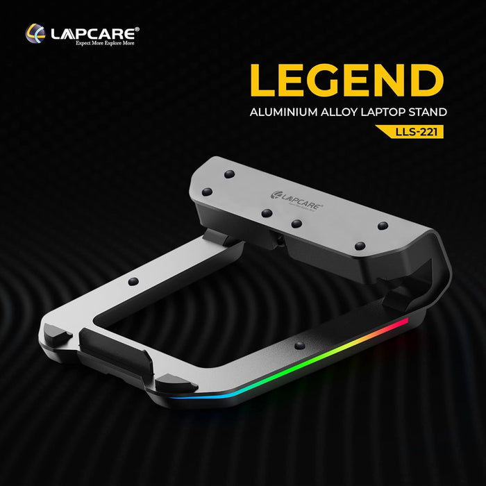 LAPCARE Legend Aluminium Alloy Tabletop RGB Laptop Stand, Space Grey - Unboxify