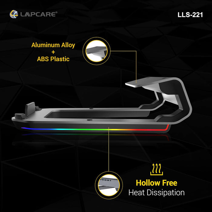 LAPCARE Legend Aluminium Alloy Tabletop RGB Laptop Stand, Space Grey - Unboxify