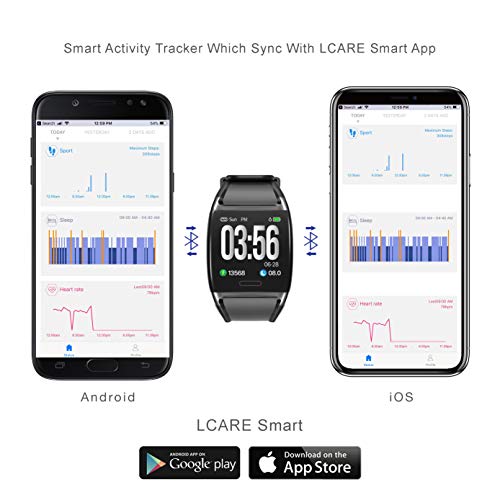 LCARE Watch Activity Tracker, Heart Rate Monitor, Smart Activity Tracker, Alert for Android and iPhone (Black) - Unboxify