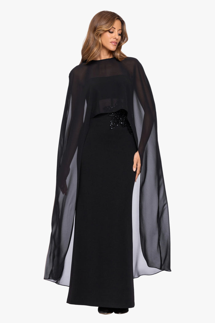"Lee" Souffle Chiffon Long Cape