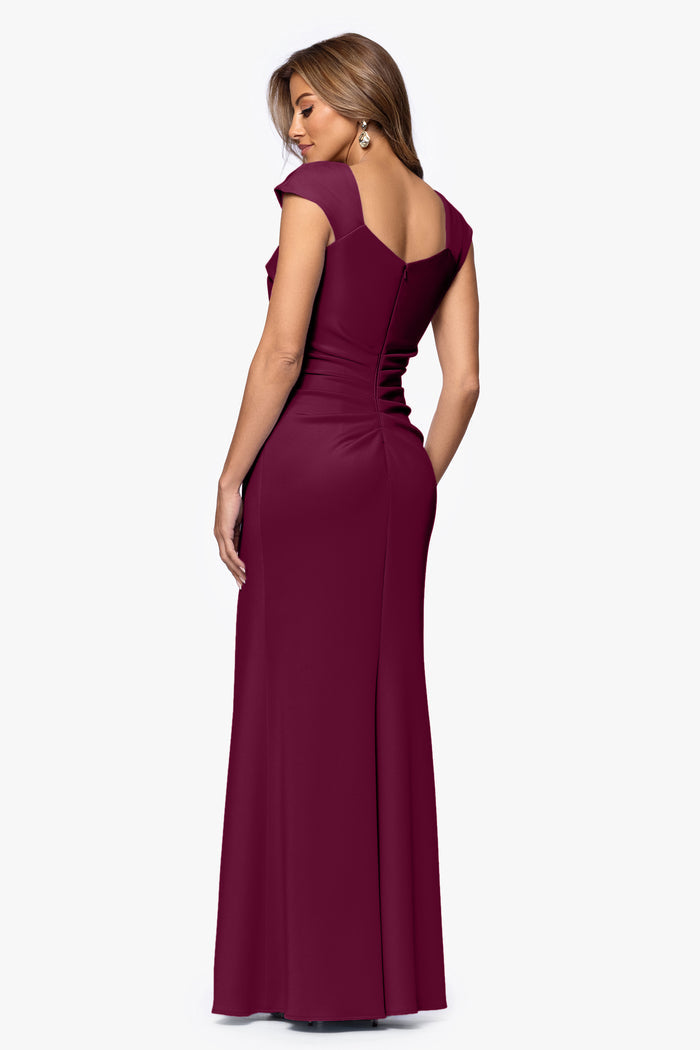 Raisin “Lenore” Techno Scuba Asymmetrical Neckline Dress, back view