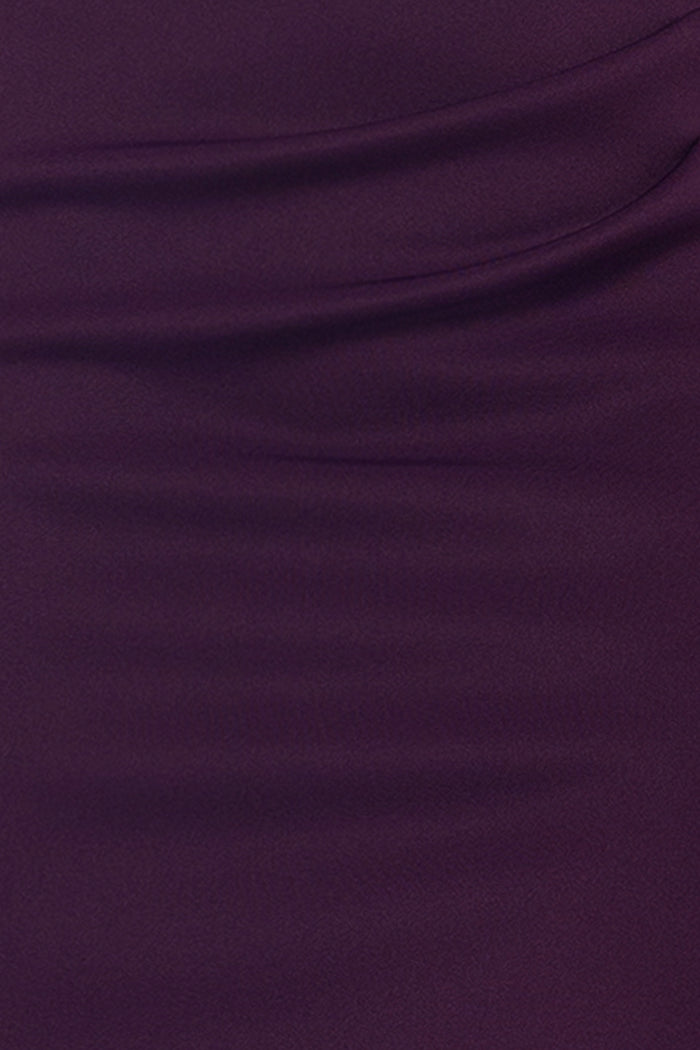 Plum “Lenore” Techno Scuba Asymmetrical Neckline Dress, techno scuba fabric detail