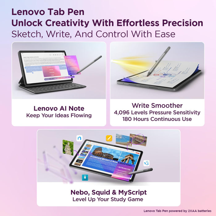 Lenovo Idea Tab Plus with Pen |Wifi +5G |12.1" 2.5K Display, 800nits Peak Brightness |8GB RAM + 256GB ROM (Expandable upto 2TB)| MediaTek Dimensity 6400| 10200mAh|4 Speakers with Dolby Atmos|Luna Grey - Unboxify