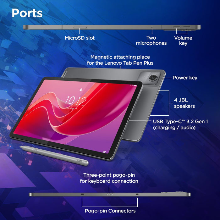 Lenovo Idea Tab Smartchoice |11" Display, 2.5K Resolution, 90Hz Refresh|8GB RAM, 256GB ROM| MediaTek Dimensity 6300| 7040mAh|4 Speakers| USB-C |Wi-Fi | Luna Grey - Unboxify