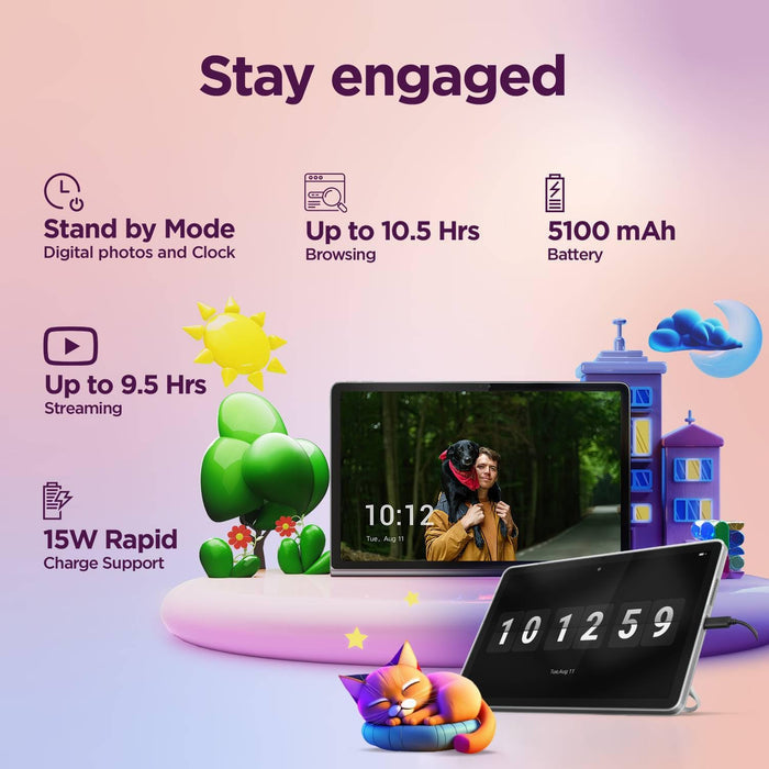 Lenovo Tab| 10.1" Display| 4G (LTE) + Wi-Fi (Calling)| 4 GB RAM + 64 GB ROM (Expandable up to 1 TB)| Metal Body| Dual Speakers with Dolby Atmos| Android 14 - Unboxify