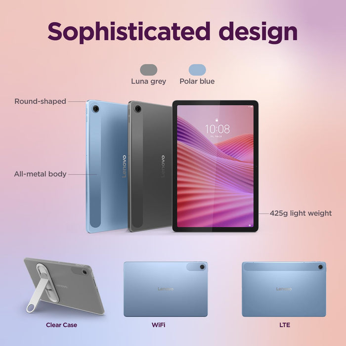 Lenovo Tab| 10.1" Display| 4G (LTE) + Wi-Fi (Calling)| 4 GB RAM + 64 GB ROM (Expandable up to 1 TB)| Metal Body| Dual Speakers with Dolby Atmos| Android 14 - Unboxify