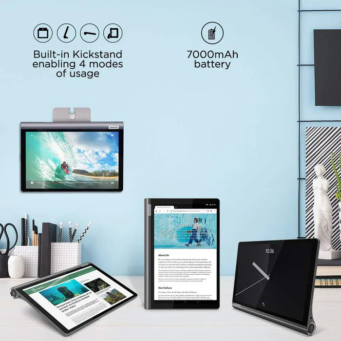 Lenovo Tab Yoga Smart Tablet with The Google Assistant (10.1 inch/25.65 cm, 4GB, 64GB, Wi-Fi + 4G LTE, Calling), Iron Grey - Unboxify
