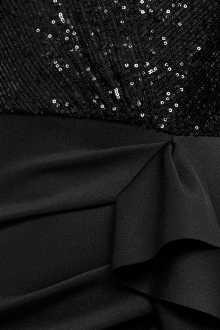 "Libby" Sequin Long Sleeve Top & Scuba Crepe Skirt Midi Dress
