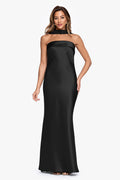 "Lila" Satin With Chiffon Scarf Dress