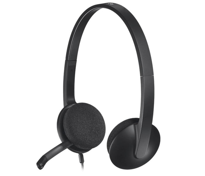 Logitech H340 Stereo Wired Over Ear Headphones with Mic with Noise-Cancelling, USB, Pc/Mac/Laptop - Black - Unboxify