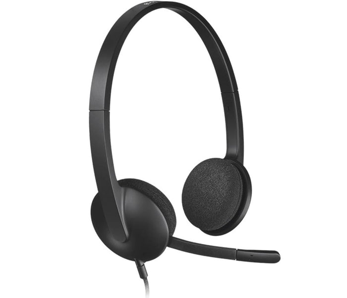 Logitech H340 Stereo Wired Over Ear Headphones with Mic with Noise-Cancelling, USB, Pc/Mac/Laptop - Black - Unboxify