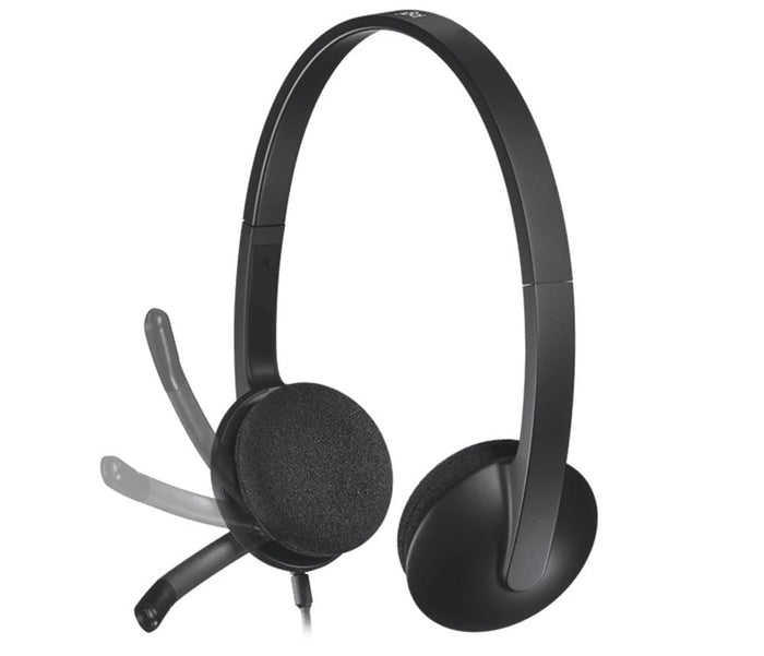 Logitech H340 Stereo Wired Over Ear Headphones with Mic with Noise-Cancelling, USB, Pc/Mac/Laptop - Black - Unboxify