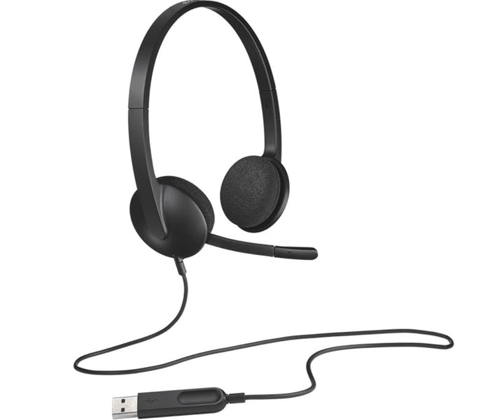 Logitech H340 Stereo Wired Over Ear Headphones with Mic with Noise-Cancelling, USB, Pc/Mac/Laptop - Black - Unboxify