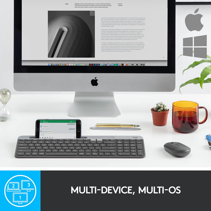 Logitech K580 Slim Multi-Device Wireless Keyboard Bluetooth/Receiver - Unboxify