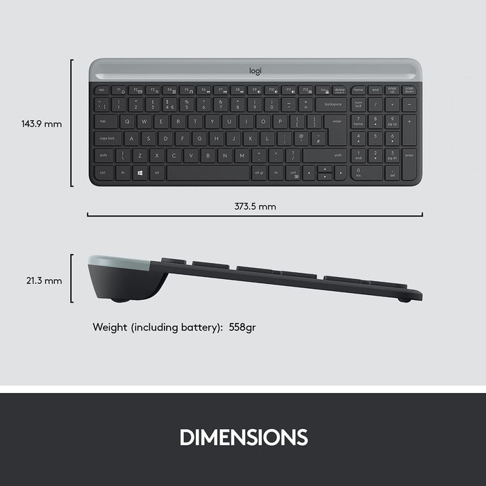 Logitech K580 Slim Multi-Device Wireless Keyboard Bluetooth/Receiver - Unboxify
