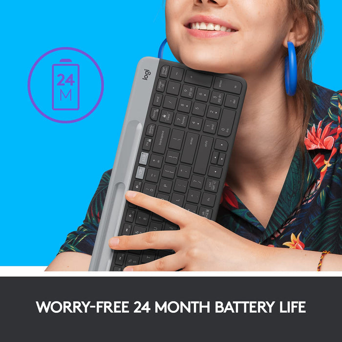Logitech K580 Slim Multi-Device Wireless Keyboard Bluetooth/Receiver - Unboxify