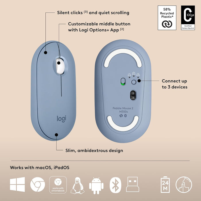 Logitech Pebble 2 Combo - Wireless Keyboard and Mouse - Unboxify