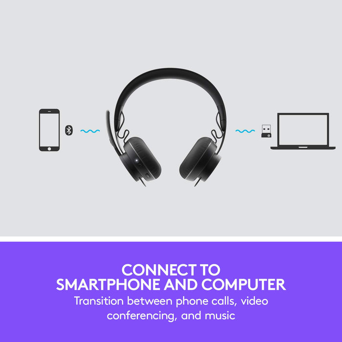 Logitech Zone Wireless Certified for Microsoft Teams Bluetooth Headset, Graphite