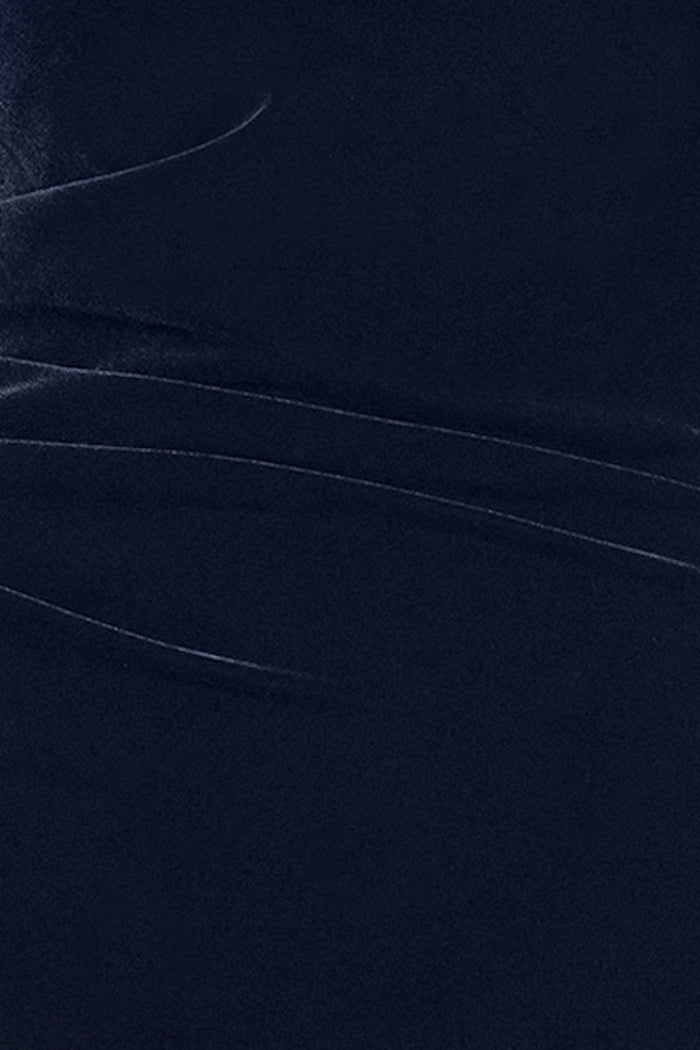 Navy “Lori” Velvet Off The Shoulder Ruched Dress, velvet fabric and ruching detail