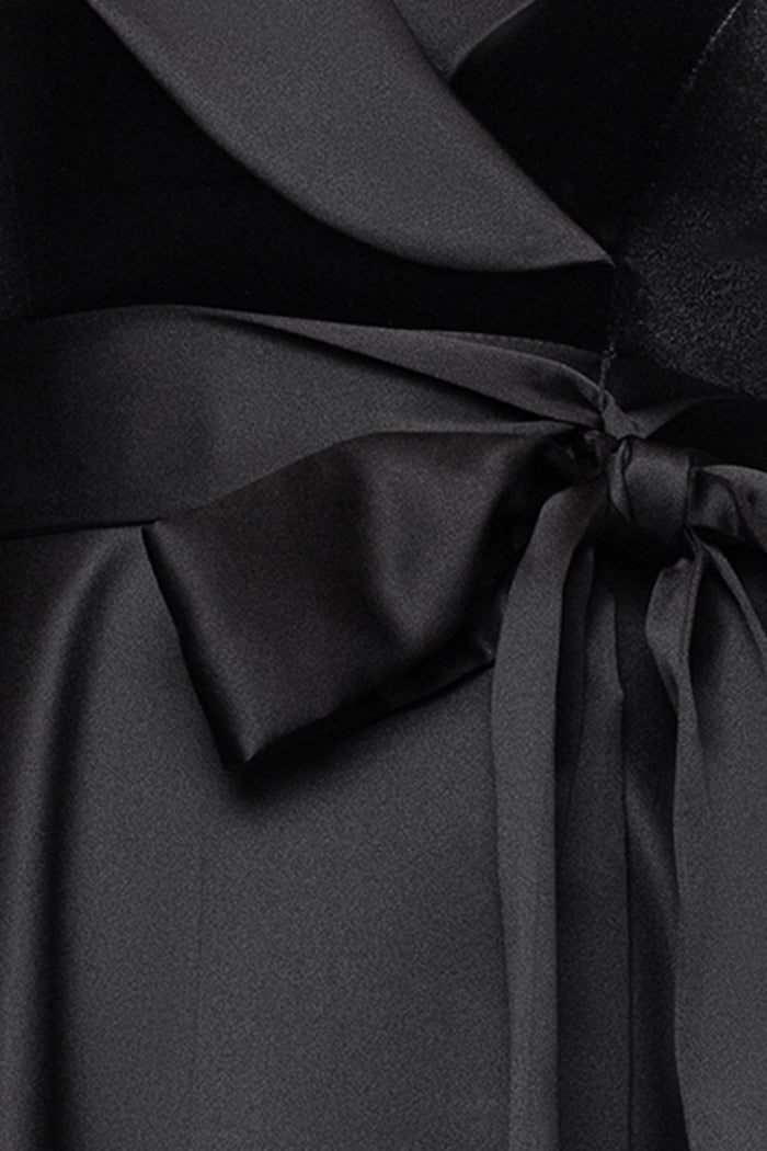 "Lucy" Velvet Top & Satin Skirt Tuxedo Dress