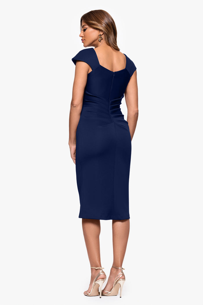 "Lyla" Techno Scuba Asymmetrical Neckline Dress