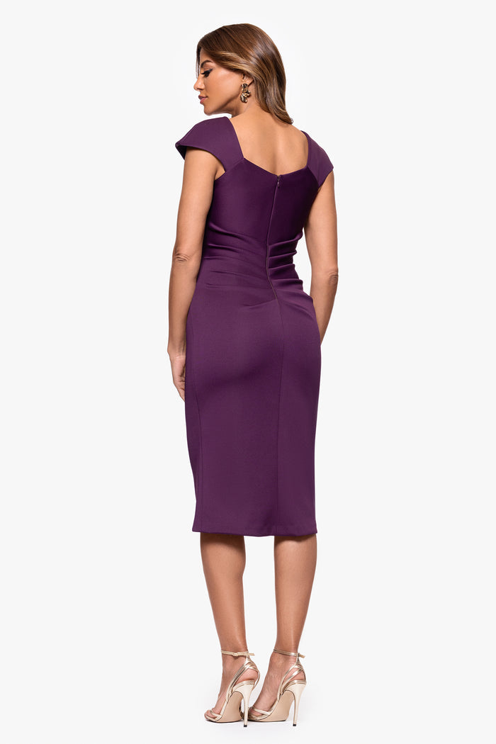 "Lyla" Techno Scuba Asymmetrical Neckline Dress