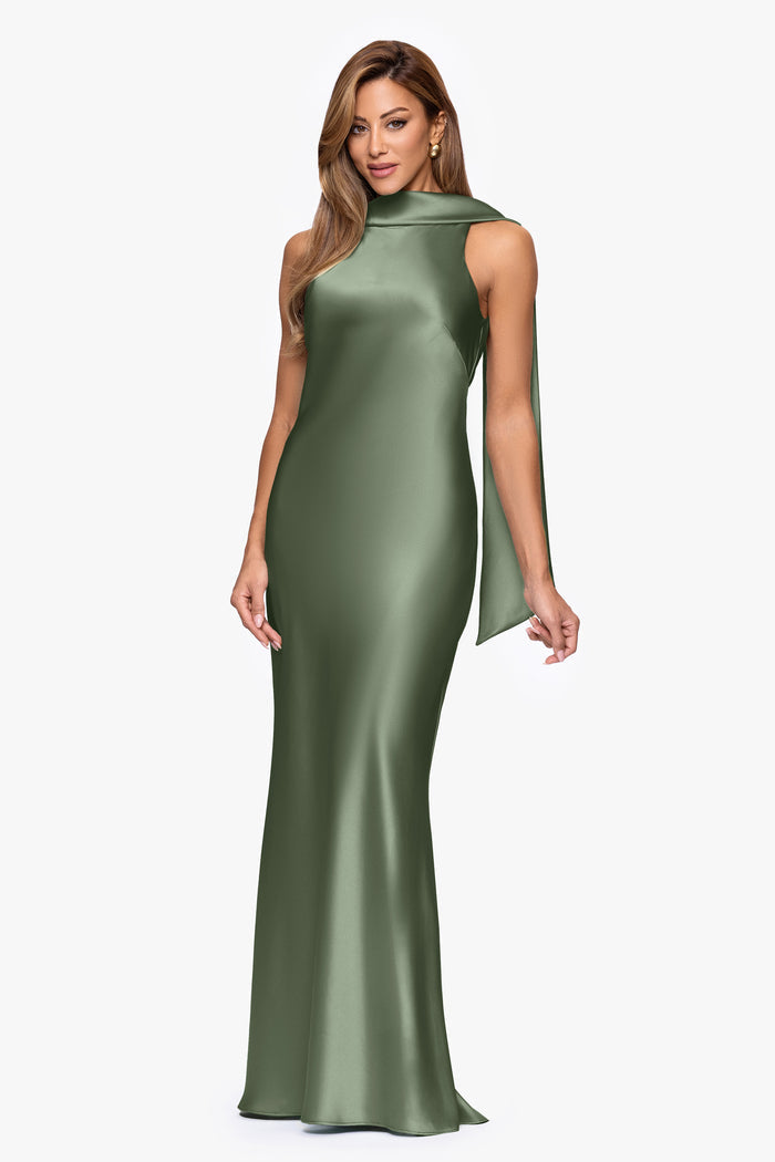 "Mackenzie" Satin Back Sash Dress