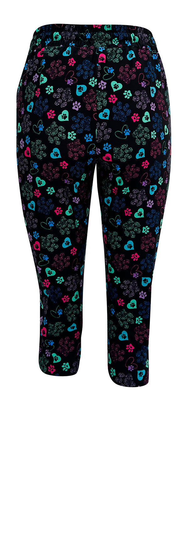Black Magic Paws Joggers with colorful heart and paisley paw prints design