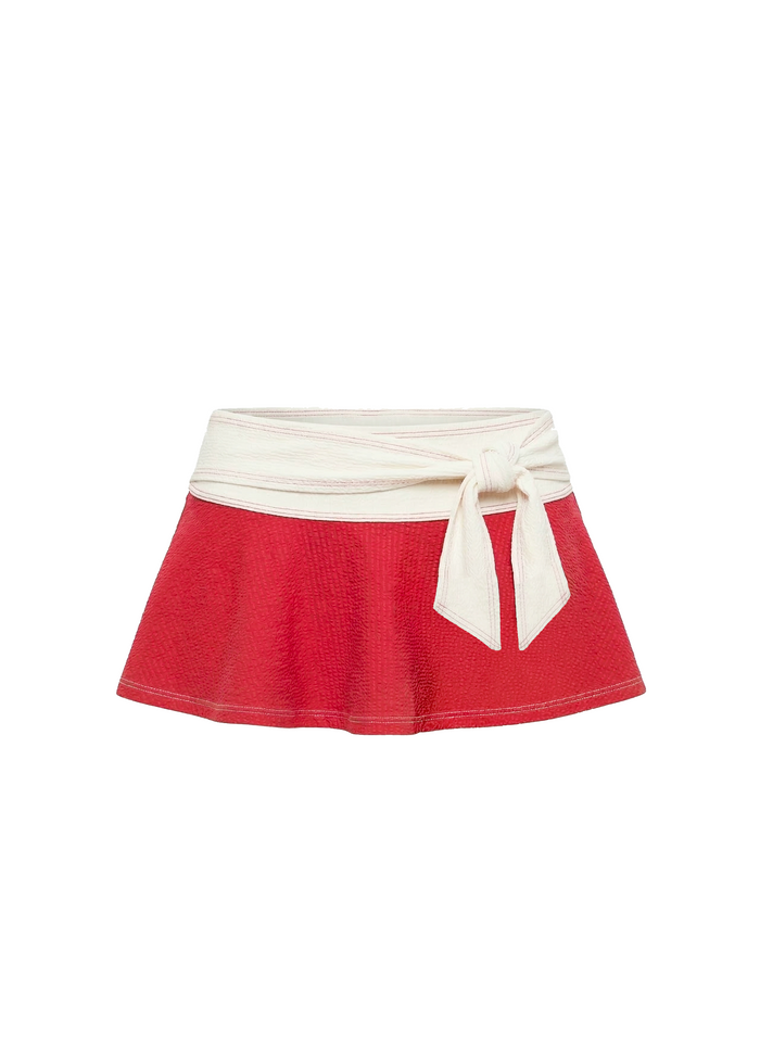 Malena Swim Skirt Seersucker Rooftop Red / Brule