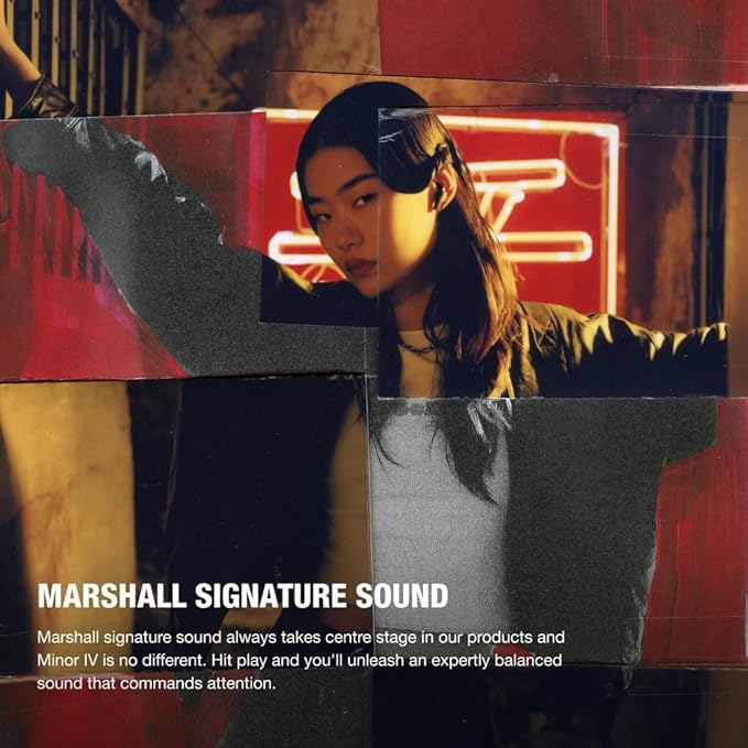 Marshall Minor Iv Wireless in Ear Earbuds with 30+ Hours of Playtime, Water-Resistant, Wireless Charging- Black