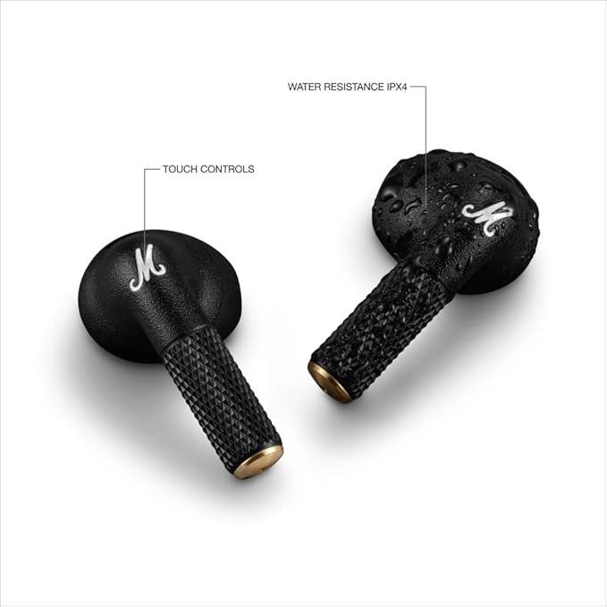 Marshall Minor Iv Wireless in Ear Earbuds with 30+ Hours of Playtime, Water-Resistant, Wireless Charging- Black