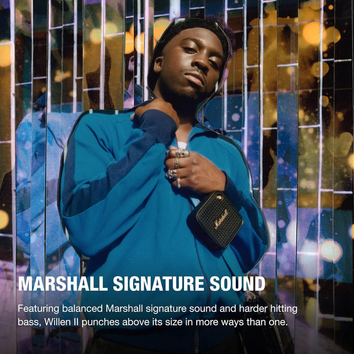 Marshall Willen II Portable Bluetooth Speaker with 17+ Hours of Portable Playtime, Dust & Waterproof (IP67) - Black & Brass