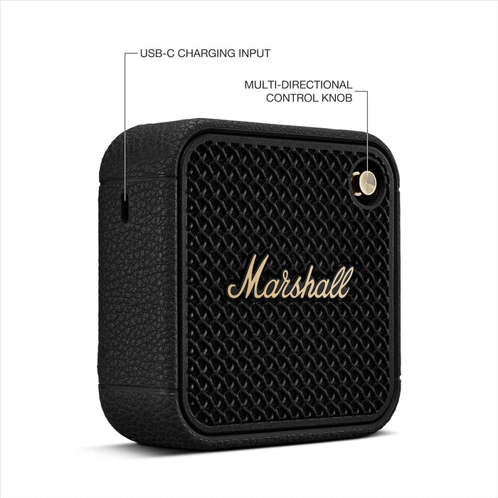 Marshall Willen II Portable Bluetooth Speaker with 17+ Hours of Portable Playtime, Dust & Waterproof (IP67) - Black & Brass