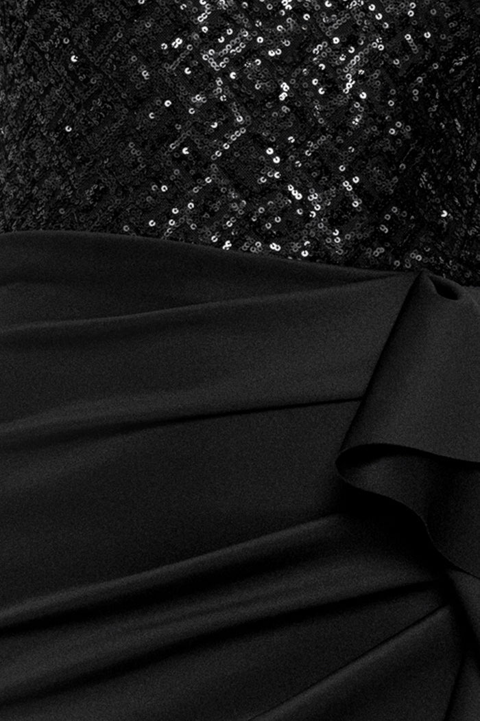 "Maude" Sequin & Techno Scuba Combo Dress