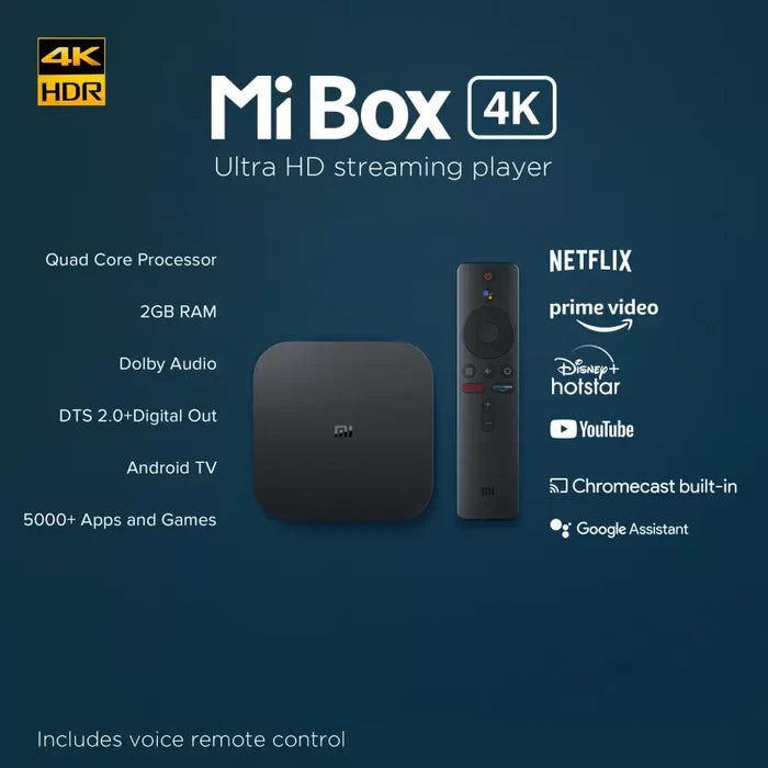 Mi Box 4k Media Streaming Device  (Black) (UNBOXED) - Unboxify
