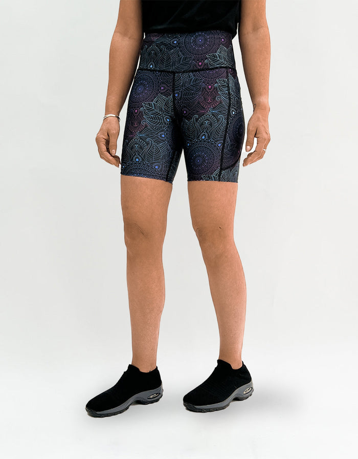 Midnight Mandala Activewear Shorts + Pockets