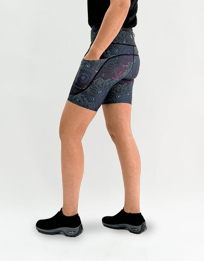 Midnight Mandala Activewear Shorts + Pockets