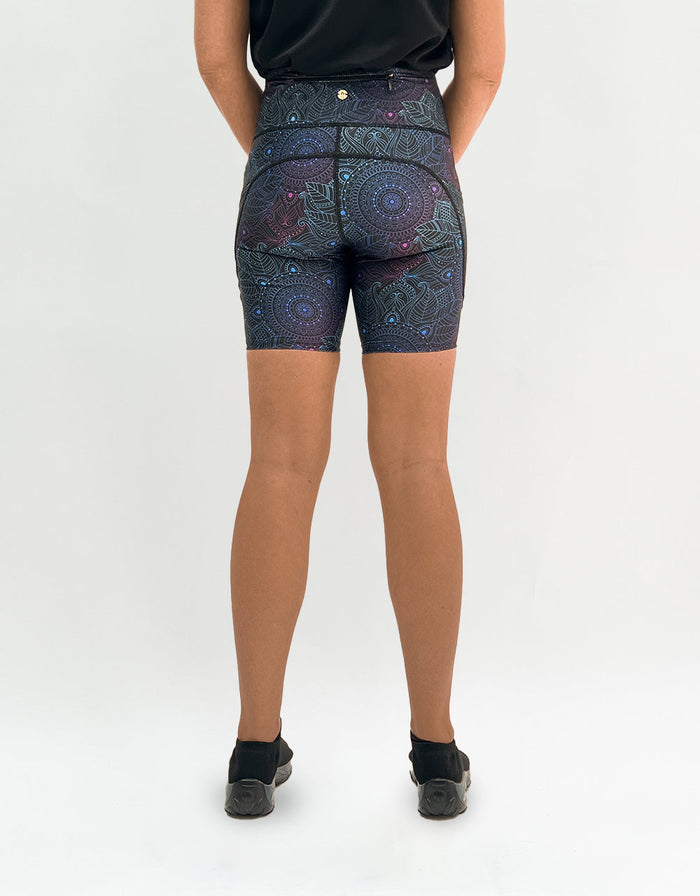 Midnight Mandala Activewear Shorts + Pockets