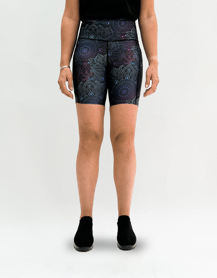Midnight Mandala Activewear Shorts + Pockets