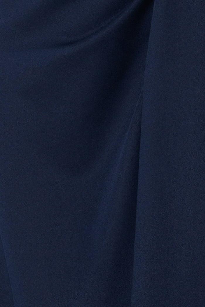 Midnight “Mindy” Techno Scuba Long Sleeve Dress, techno scuba fabric and pleating detail