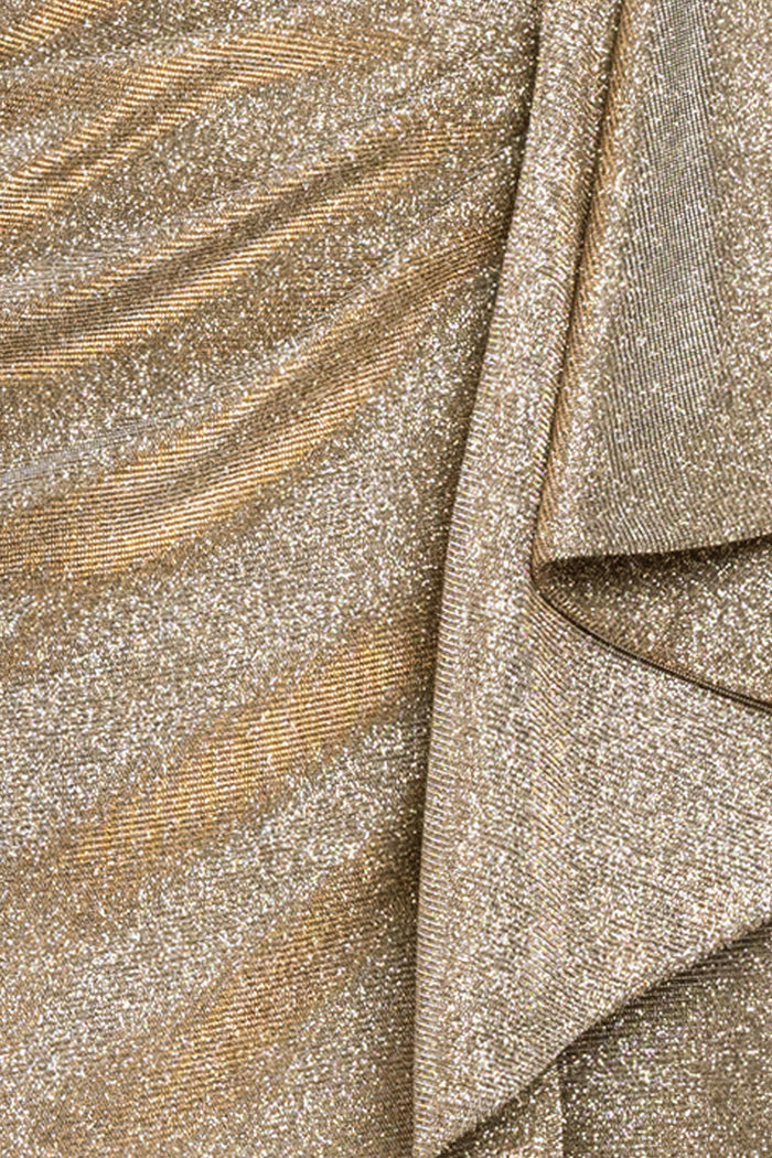 "Misha" Glitter Knit One Shoulder Side Ruffle Dress