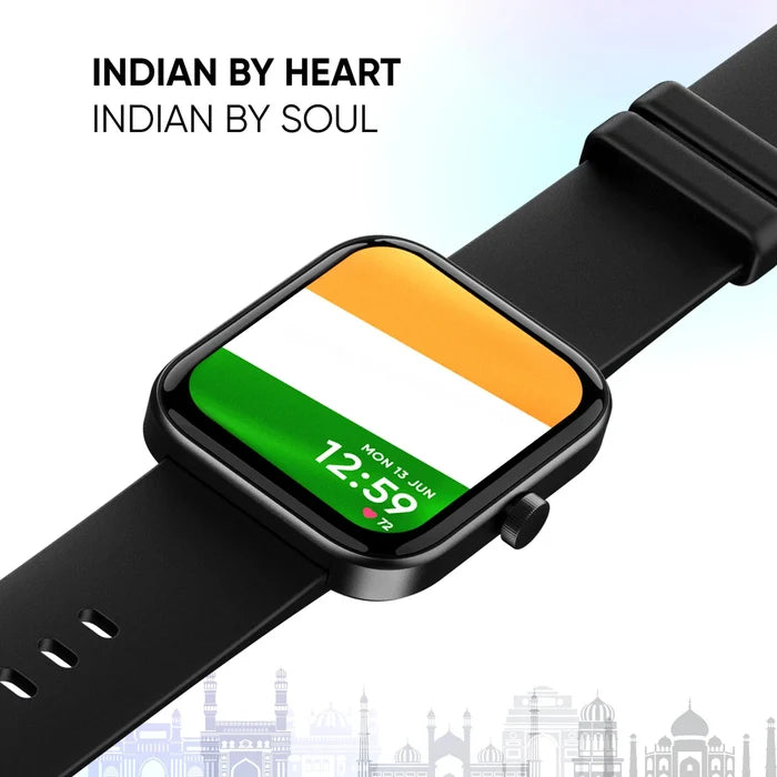 Mivi Model E with 1.69" Display, 7-Day Battery Life , Spo2, Heart Rate Monitor. Smartwatch (Black Strap, Regular)