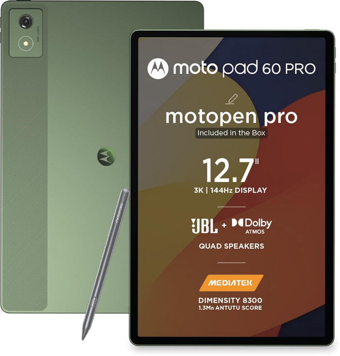 Motorola Pad 60 Pro (Pantone Bronze Green) | 12.7" 3K LTPS Display | MediaTek Dimensity 8300 | 10200 mAh Battery | Moto Pen Pro | Wi-Fi Only | Android 14 - Unboxify