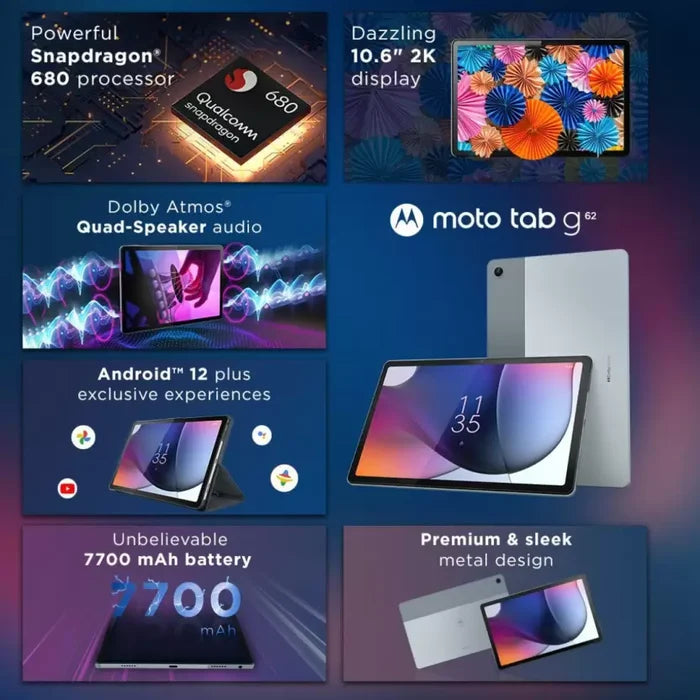 MOTOROLA Tab G62 10.61 inch Tablet (Frost Blue) - Unboxify