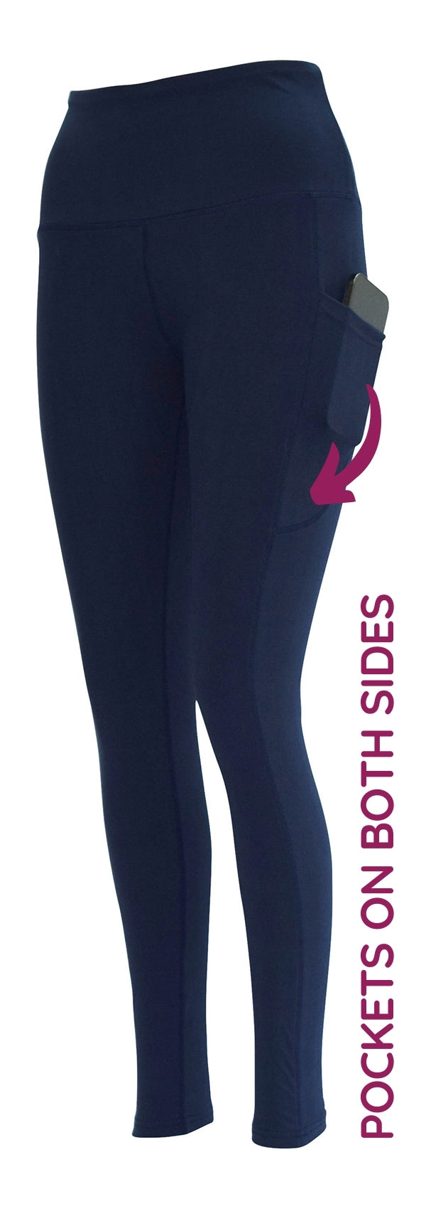 Navy Magic + Pockets soft stretch leggings with deep side pockets for keys and phone