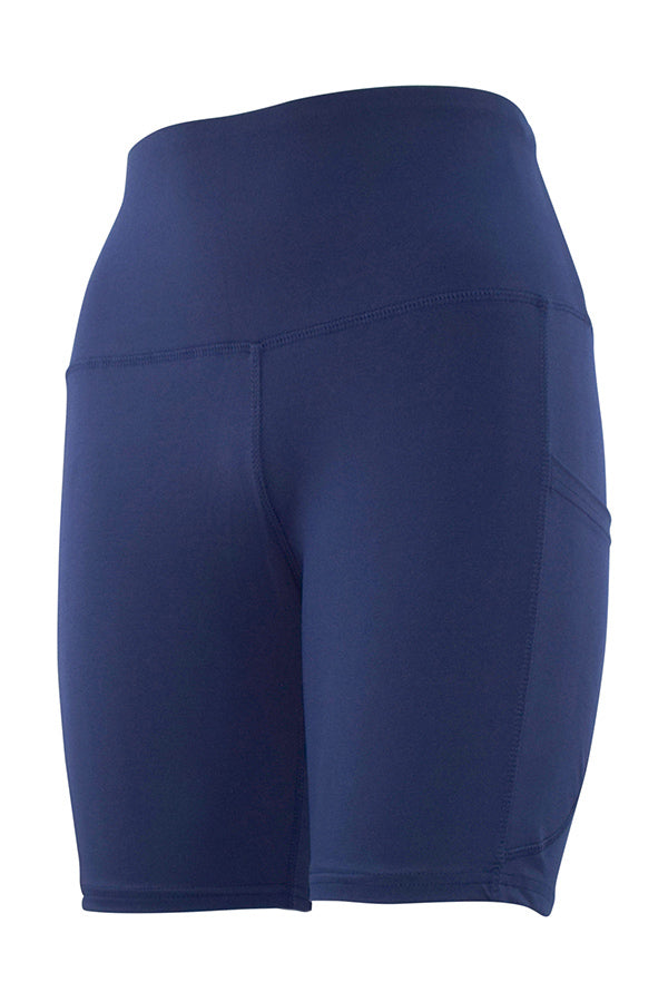 Navy Magic Shorts with deep side pockets and structured stitching for everyday comfort and style