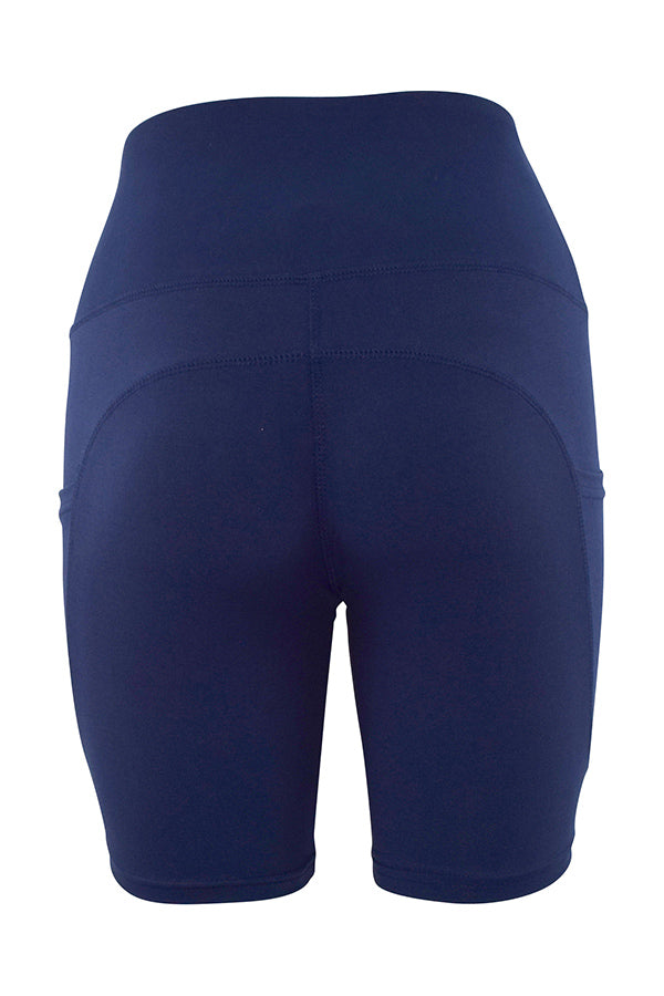 Navy Magic Shorts with deep side pockets and structured stitching for everyday wear