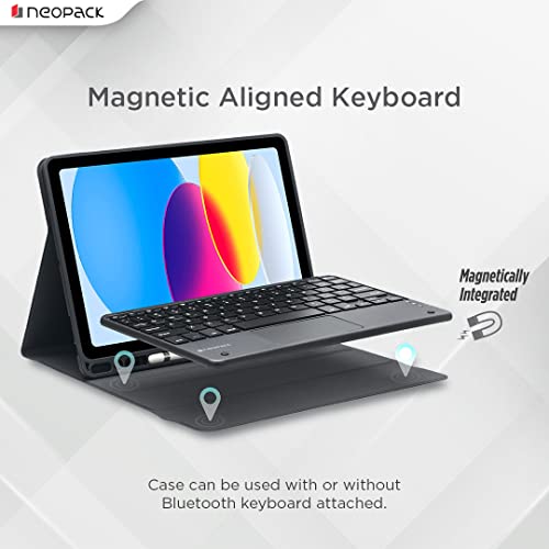Neopack Keyboard Folio Case with Trackpad for iPad 10.9", Fits: 10th Gen & iPad A16 Model, Fits: 11th Gen (Black) - Unboxify