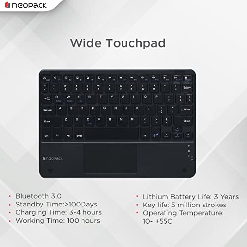 Neopack Keyboard Folio Case with Trackpad for iPad 10.9", Fits: 10th Gen & iPad A16 Model, Fits: 11th Gen (Black) - Unboxify
