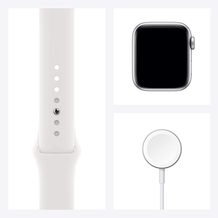 New Apple Watch SE (GPS, 40mm) - Silver Aluminium Case with White Sport Band - Grabgear.in